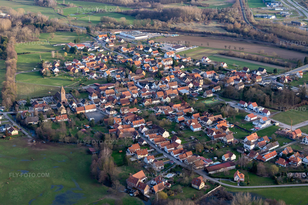 Aerial view: View of the town in the district Altenstadt in Wissembourg in the state Bas-Rhin, France.Photo: IMG_126159.jpg taken on 03/20/2021 by Werner Riehm/FLY-FOTO.comResolution of the original: 5472 x 3648 px