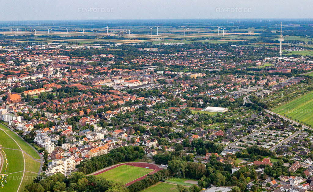 Luftbild: Ortsansicht von Nordwesten im Ortsteil Döse in Cuxhaven im Bundesland Niedersachsen in Deutschland. Foto: IMG_70495-Pano.jpg vom 06.08.2014 durch Werner Riehm/FLY-FOTO.de – Auflösung des Originals: 4819 x 2961 px