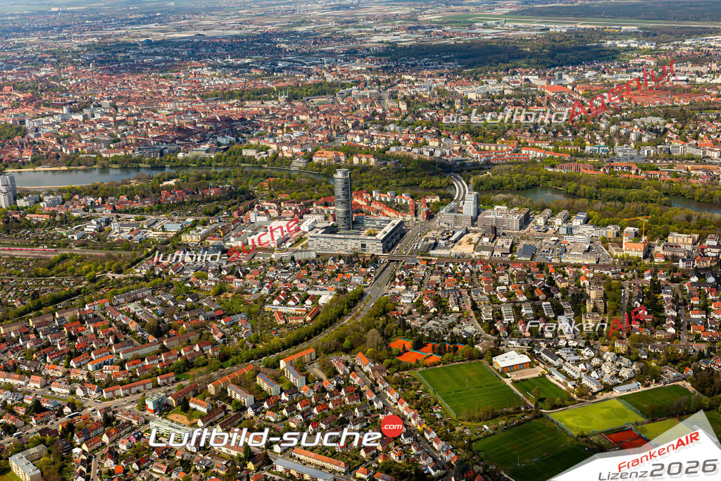 Das Luftbild zeigt Mögeldorf Nürnberg - Die Luftaufnahme wurde 2023 vom UL-Flugzeug aus erstellt ( keine Drohne ) - Hochauflösende Luftaufnahme - Für grossformatige Ausdrucke geeignet. Die Geschenkidee !Mit Lizenz und Bildrechte bestellbar