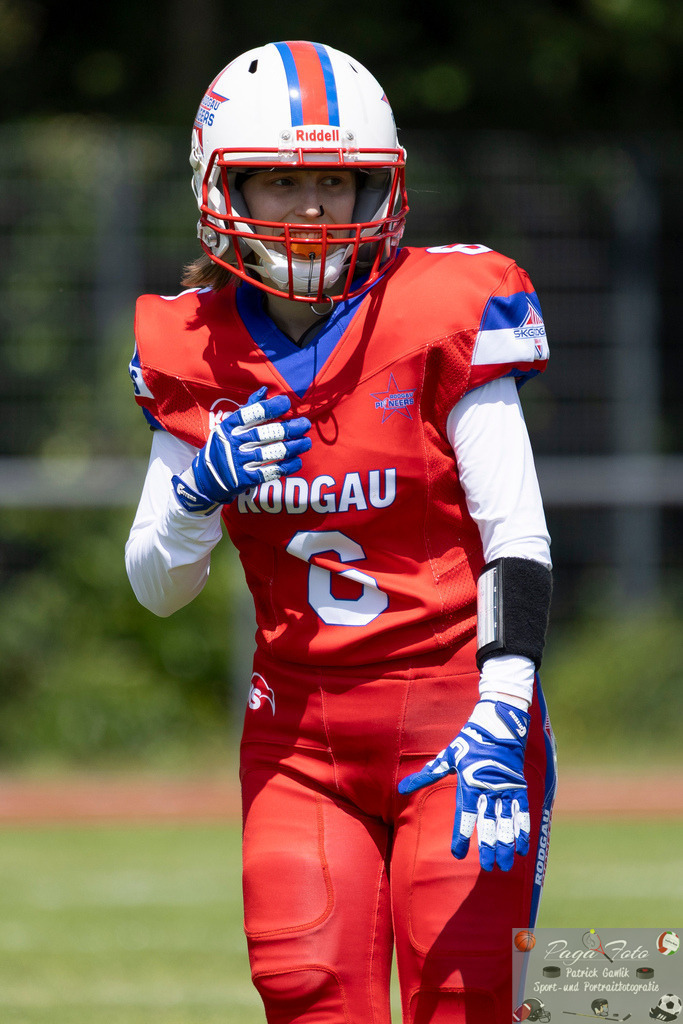 GFLW 1: German Football League Women 1: Rodgau Pioneers Ladies - Stuttgart Scorpions Sisters, 07.06.2026 | Lara Konrath (Rodgau Pioneers Ladies #6), Freisteller, Portrait / Porträt, Rodgau Pioneers Ladies - Stuttgart Scorpions Sisters, Rodgau, Maingau-Energie-Stadion "Am Weichsee", 7.6.2026 - Realisiert mit Pictrs.com