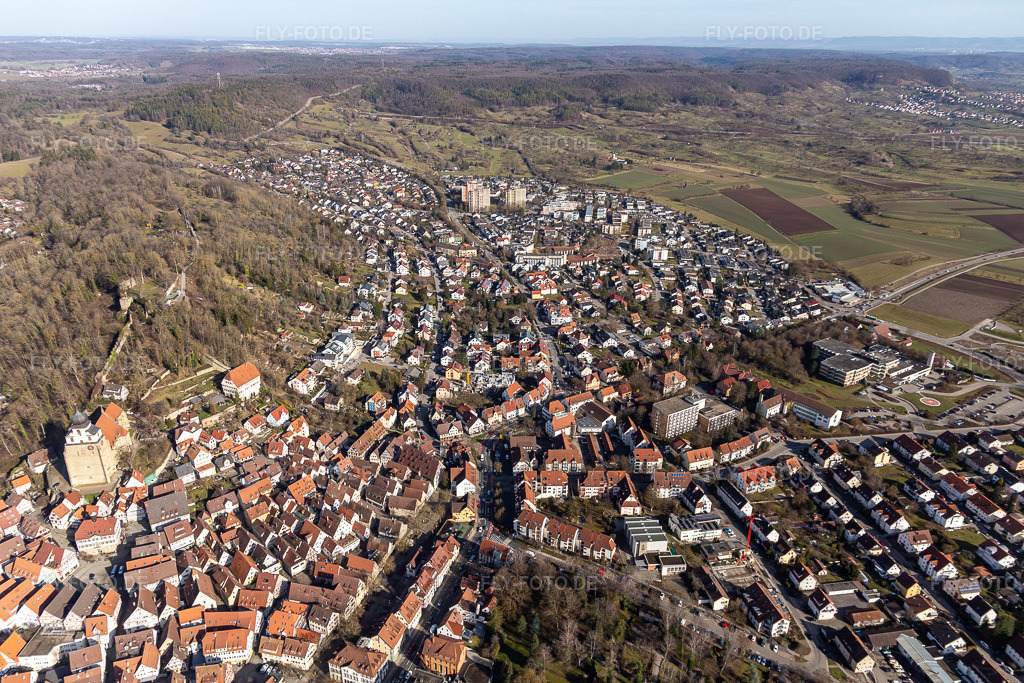 Luftbild: Hildrizhauser Straße in Herrenberg im Bundesland Baden-Württemberg in Deutschland. Foto: IMG_125218.jpg vom 20.02.2021 durch Werner Riehm/FLY-FOTO.de