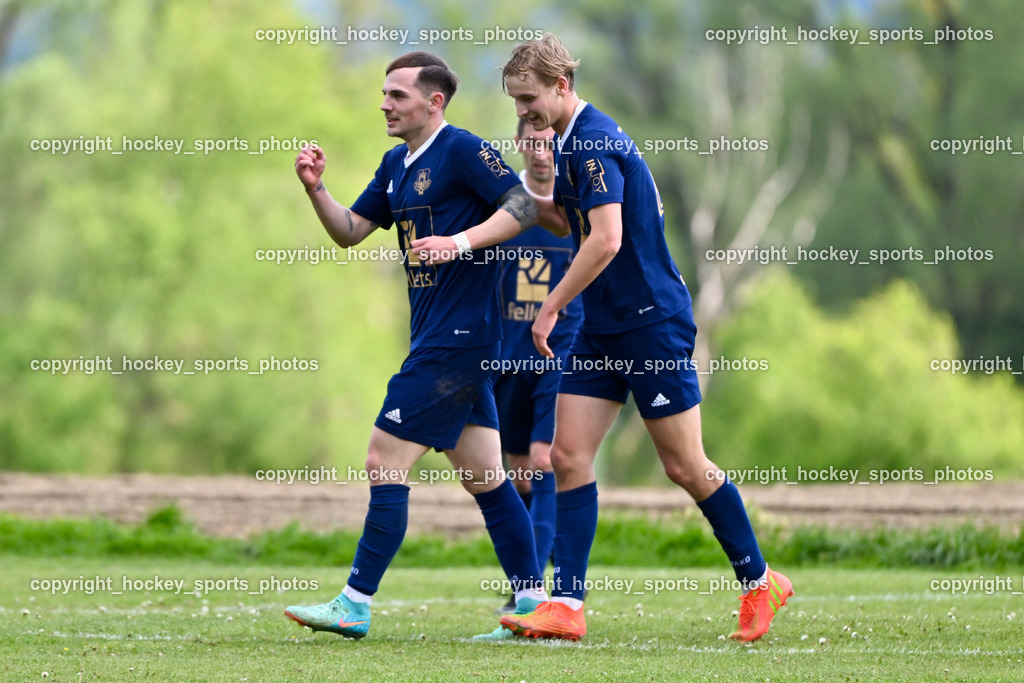 ATUS Velden vs. SV Spittal | #9 Tom Zurga ATUS Velden, #20 Marlon Louis Winter ATUS Velden, ATUS Velden vs. SV Spittal, ATUS Velden vs. SV Spittal am 27.04.2024 in St. Egyden (Sportplatz St. Egyden), Austria, (Photo by Bernd Stefan)