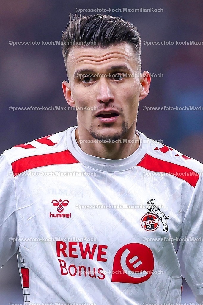 DFB05022502294 | 05.02.2025, Fußball, DFB-Pokal Viertelfinale, Bayer 04 Leverkusen - 1.FC Köln, BayArena, Saison 2024 2025: Dejan Ljubicic (FC Köln #7)DFB regulations prohibit any use of photographs as image sequences and or quasi-video.