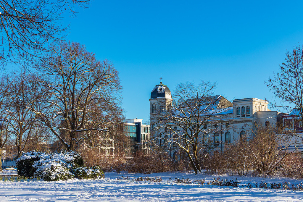 Blick über den Rosengarten im Winter in der Hansestadt Rostock | Blick über den Rosengarten im Winter in der Hansestadt Rostock.
