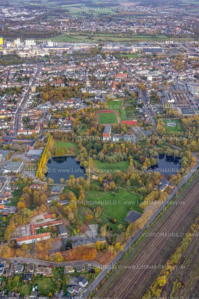 Hamm221012032 | Luftbild, Friedrich-Ebert-Park, Elisabeth-Lüders Berufskolleg, HoppeGarden Livemusik, Mitte, Hamm, Ruhrgebiet, Nordrhein-Westfalen, Deutschland