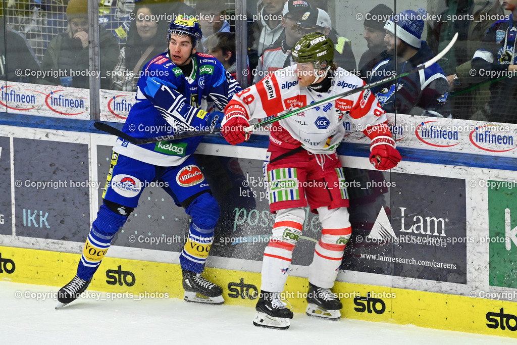 EC IDM WÄRMEPUMPEN VSV vs. HC Bozen | #78 MAXA Felix EC VSV, #98 Hults Cole Dean HC Bozen, EC IDM WÄRMEPUMPEN VSV vs. HC Bozen, EC IDM WÄRMEPUMPEN VSV vs. HC Bozen am 14.03.2025 in Villach (Stadthalle Villach), Austria, (Photo by Bernd Stefan)