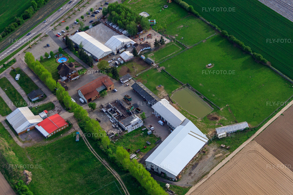 Luftbild: Adamshof nach dem Brand der Ostereierhalle in Kandel im Bundesland Rheinland-Pfalz in Deutschland. Foto: IMG_50025.jpg vom 01.05.2012 durch Werner Riehm/FLY-FOTO.de