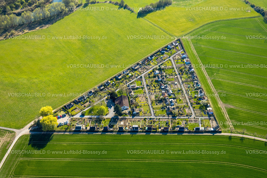 Luenen250404346 | Luftbild, dreieckiger KGV Kleingartenverein Grüne Insel,Alstedde, Lünen, Ruhrgebiet, Nordrhein-Westfalen, Deutschland