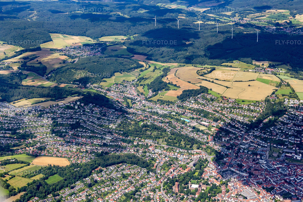 Luftbild: Ortsansicht von Süden in Bad Hersfeld im Bundesland Hessen in Deutschland. Foto: IMG_142014.jpg vom 07.07.2024 durch Werner Riehm/FLY-FOTO.de