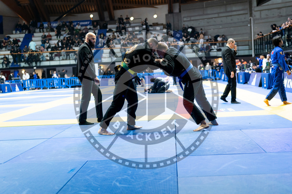 20240121PBB7025 | Fighters compete during the second day of the IBJJF European Championship in Paris, France, on January 21, 2024.