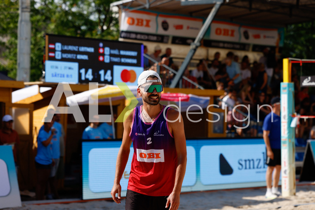 Obi BeachTour 2026 - Basel | BASEL, SWITZERLAND - JULY 17: TINKO SCHNEGG (SUI) during the Obi BeachTour 2026 match between LEITNER / KINDL (AUT) and MASSEREY / SCHNEGG (SUI) at Barfüsserplatz on July 17, 2026 in Basel, Switzerland. - Realisiert mit Pictrs.com