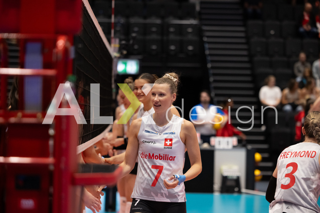 Georgia v Switzerland - CEV European League Women | KRIENS, SWITZERLAND - JUNE 12: MÉLINE PIERRET of Switzerland during the CEV European League match between Georgia and Switzerland at Pilatus Arena on June 12, 2026 in Kriens, Switzerland. - Realisiert mit Pictrs.com