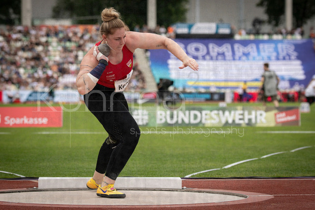 Golden Oval; Dresden, 31.05.2026 | DRESDEN , GERMANY - MAY 31:  Alina Kenzel (GER / Germany) competes in the women’s shot put during the Golden Oval Continental Tour Silver meeting on May 31, 2026 at Heinz-Steyer-Stadion in Dresden, Saxony, Germany.
