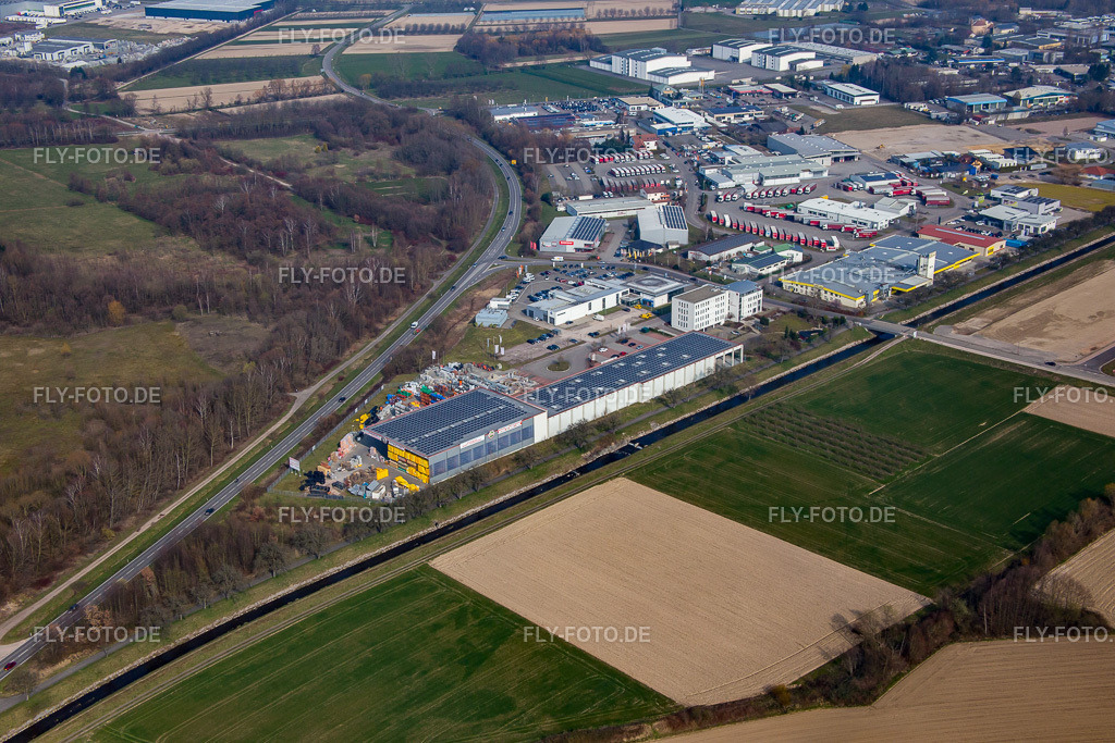 Wertheimer Baustoffe an der Acher | Luftbild: Wertheimer Baustoffe an der Acher im Ortsteil Fautenbach in Achern im Bundesland Baden-Württemberg in Deutschland. Foto: IMG_086586.jpg vom 19.03.2016 durch Werner Riehm/FLY-FOTO.de - Realisiert mit Pictrs.com