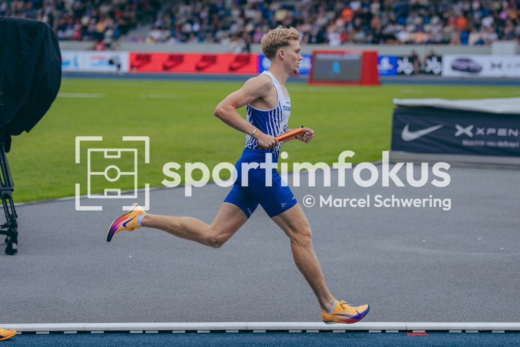 Deutsche Meisterschaften der Frauen und Männer 2026 | Finn Jakob Merheim, TuS Köln rrh., 3x1000-Meter-Staffel, Deutsche Meisterschaften der Frauen und Männer 2026, Lohrheidestadion Bochum-Wattenscheid, 26.07.2026. Foto: Marcel Schwering / sportimfokus - Realisiert mit Pictrs.com
