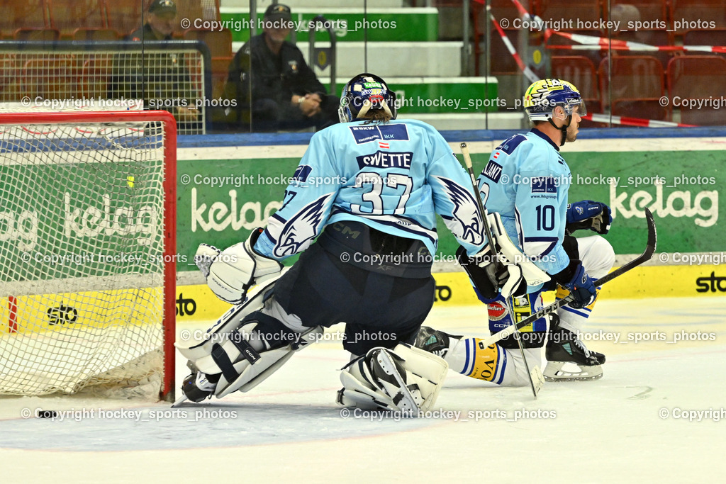 EC iDM Wärmepumpen VSV vs. KHL Sisak | #37 René Swette EC VSV, #10 Thomas Vallant EC VSV, EC iDM Wärmepumpen VSV vs. KHL Sisak, EC iDM Wärmepumpen VSV vs. KHL Sisak am 02.09.2025 in Villach (Stadthalle Villach), Austria, (Photo by Bernd Stefan)