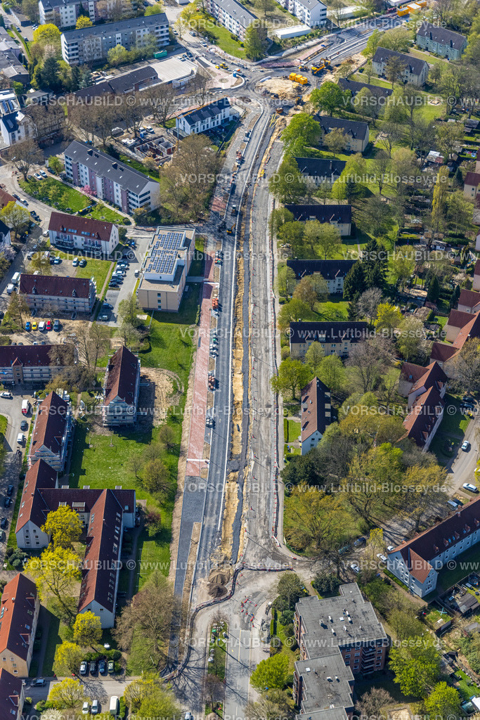 Gelsenkirchen220402761 | Luftbild, Baustelle und Straßenbau Wiesmannstraße, Horst, Gelsenkirchen, Ruhrgebiet, Nordrhein-Westfalen, Deutschland