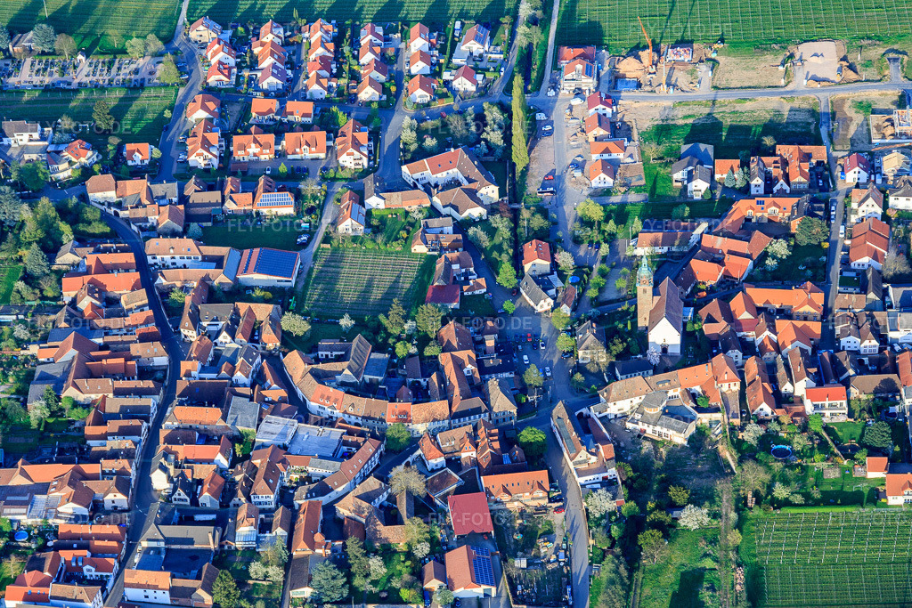 Luftbild: Weinstr in Hainfeld im Bundesland Rheinland-Pfalz in Deutschland. Foto: IMG_106575.jpg vom 17.04.2018 durch Werner Riehm/FLY-FOTO.de