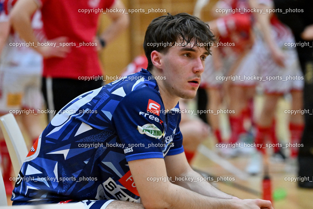 VSV Unihockey vs. KAC Floorball | #20 David Gredler VSV Unihockey, VSV Unihockey vs. KAC Floorball, VSV Unihockey vs. KAC Floorball am 12.04.2025 in Villach (Ballspielhalle St. Martin), Austria, (Photo by Bernd Stefan)