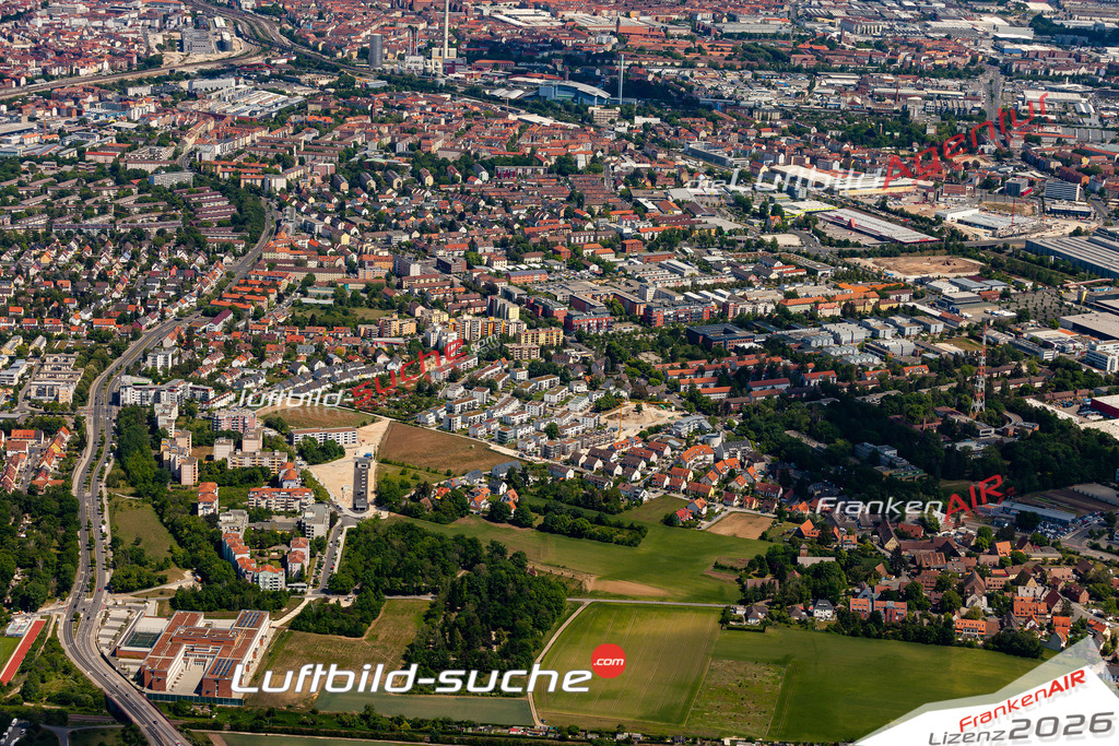 Aktuelles Luftbild von Großreuth bei Schweinau Nürnberg - Die Luftaufnahme wurde 2020 mittels UL-Flugzeug erstellt ( keine Drohne ) - hochauflösende Kamera-Systeme von  Canon -Beste Qualität - Für grossformatige Ausdrucke geeignet. Die Geschenkidee !