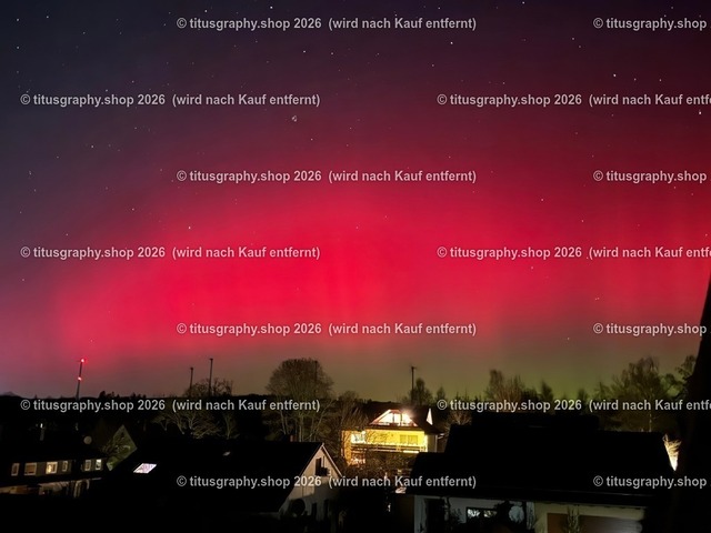 Polarlicht (Aurora borealis, Nordlicht ) Hessisch Lichtenau FÖHREN, Foto 01 | Die titusgraphy.shop-Aufnahme vom 19.01.2026 um 22 Uhr, Hessisch Lichtenau, Ortsteil Föhren, zeigt ein sehr seltenes Polarlicht. - Realisiert mit Pictrs.com