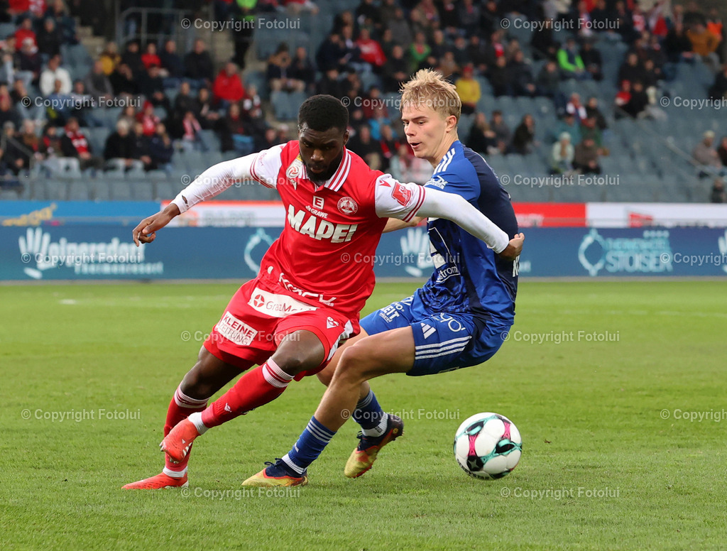 A_LUI_14032026_04 | SPORT,FUSSBALL,ADMIRAL BUNDESLIGA GAK-RZ PELLETS WAC 14.03.2026 IM BILD: BERES OWUSU  (GAK) UND ERIK KOJZEK  (WAC) FOTO:FOTOLUI/MW