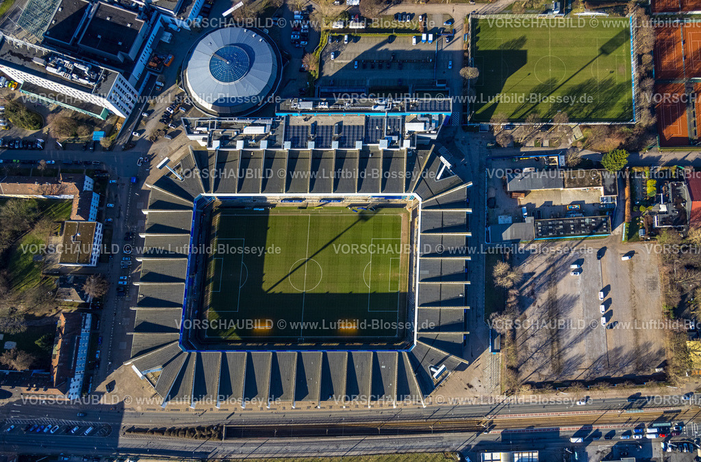Bochum240103849 | Luftbild, Fußballstadion Vonovia Ruhrstadion, Bundesligastadion des VFL Bochum 1848, Grumme, Bochum, Ruhrgebiet, Nordrhein-Westfalen, Deutschland