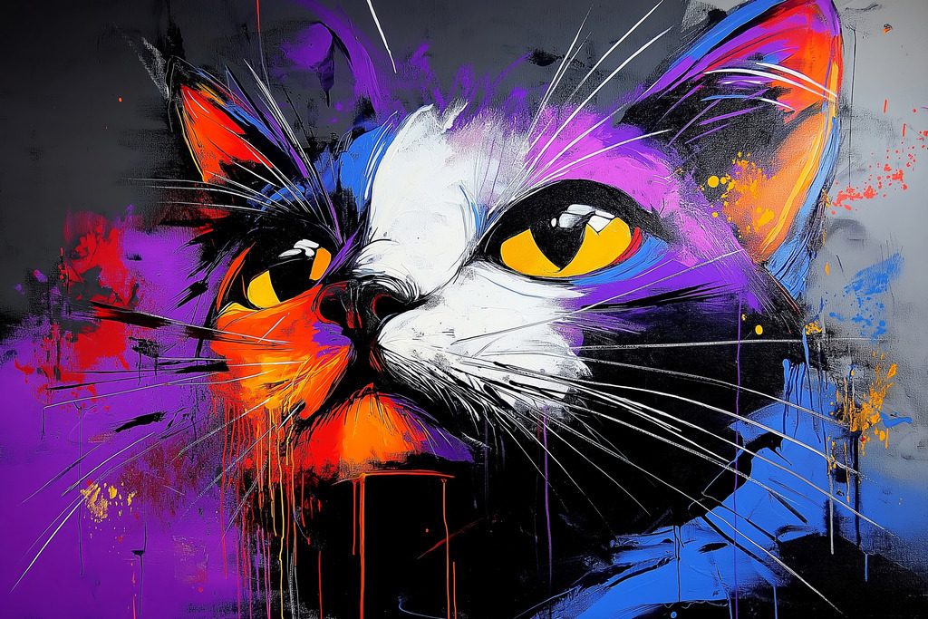 2606008 - Farbenfrohe Katze | Eine Katze im Stil eines modernen abstrakten Gemäldes.