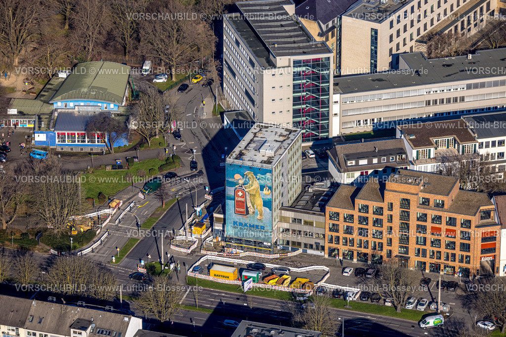 Dortmund230200404 | Luftbild, Hauswand Werbung Krämer Likör, Schwanenwall, Karl-Schiller-Berufskolleg, City, Dortmund, Ruhrgebiet, Nordrhein-Westfalen, Deutschland