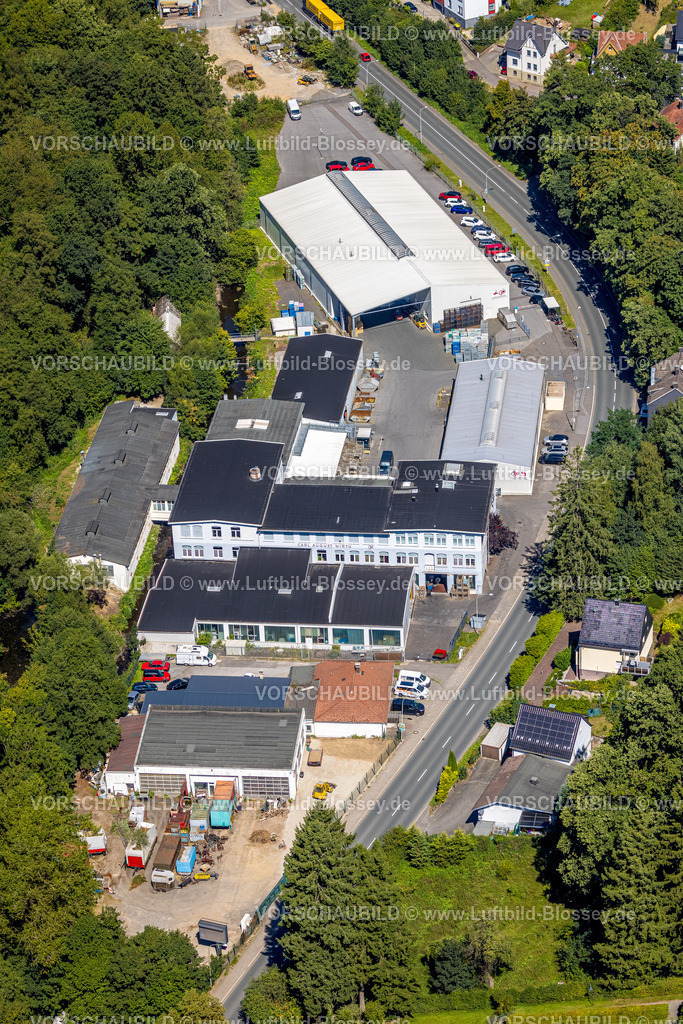 Kierspe250812945 | Luftbild, Gewerbegebiet Volmestraße mit CAWI Oberflächenbearbeitung GmbH, Kierspe Bahnhof, Kierspe, Sauerland, Nordrhein-Westfalen, Deutschland