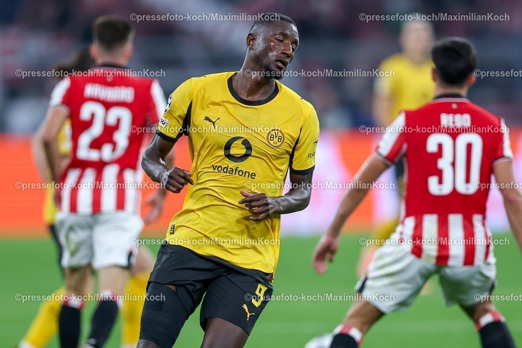 UCL01102501214 | 01.10.2025, Fußball, UEFA Champions League, Borussia Dortmund - Athletic Club Bilbao, BVB Stadion, 2. Spieltag, Saison 2025 2026: Serhou Guirassy (BVB #09)  Regulations prohibit any use of photographs as image sequences and or quasi-video.