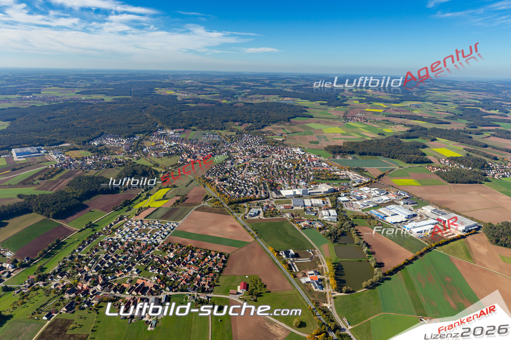 aktuelles Luftbild von  Heilsbronn - Luftaufnahme wurde 2019 von https://frankenair.de mittels Flugzeug (keine Drohne) erstellt.