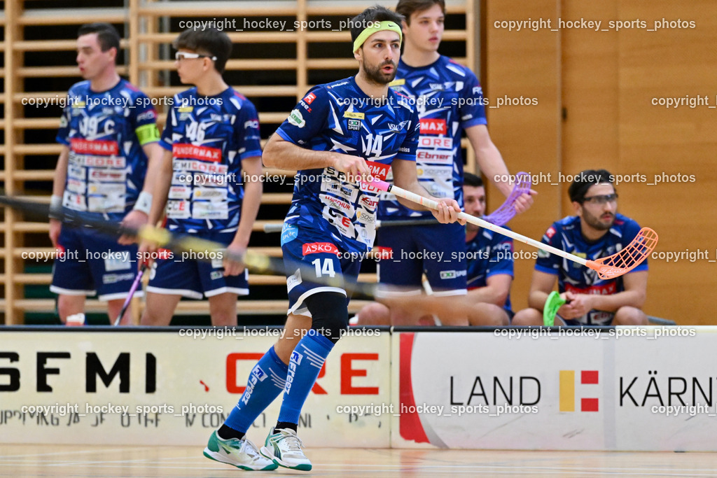 VSV Unihockey  vs. FBK Loka  | #14 Michael Klemm VSV Unihockey, VSV Unihockey  vs. FBK Loka , VSV Unihockey  vs. FBK Loka  am 25.01.2026 in Villach (Ballspielhalle St. Martin), Austria, (Photo by Bernd Stefan)