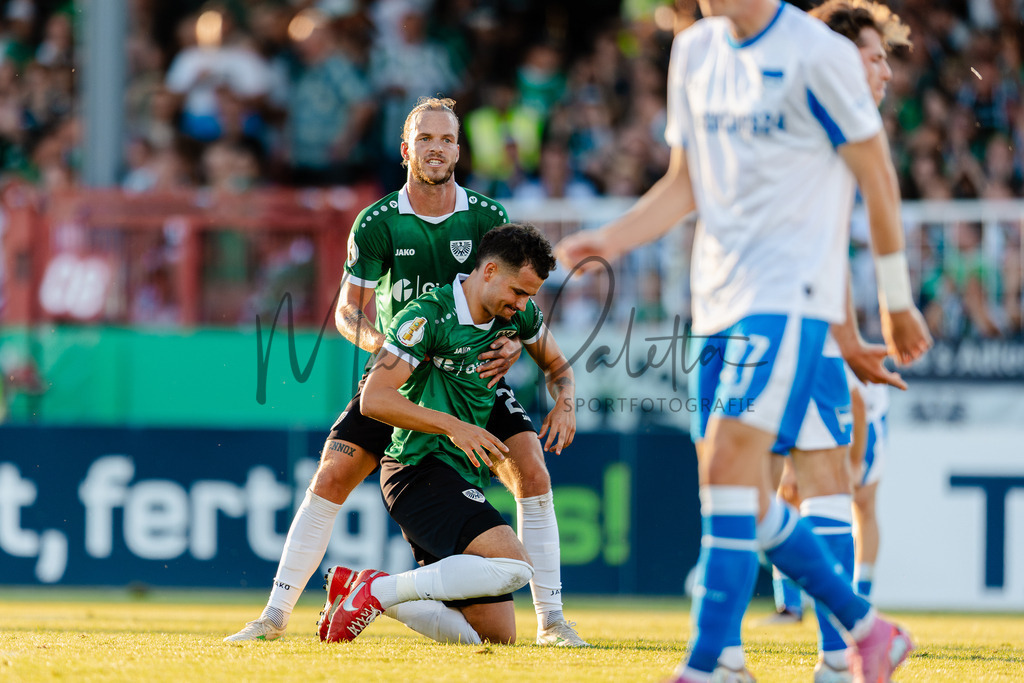 DFB-Pokal 2025/2026, 1. Runde: SC Preußen Münster - Hertha BSC Berlin | Münster, 18.08.2025: DFB-Pokal 2025/2026, 1. Runde, SC Preußen Münster gegen Hertha BSC Berlin im LVM-Preußenstadion in Münster.(Foto: sportfotografie.ms | Markus Paletta) - Realisiert mit Pictrs.com