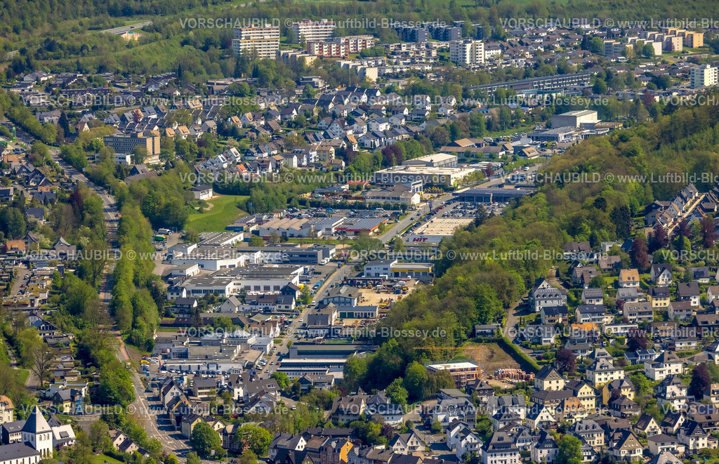 Meschede230500958 | Luftbild, Gewerbegebiet Jahnstraße / Im Schwarzen Bruch, Meschede-Stadt, Meschede, Sauerland, Nordrhein-Westfalen, Deutschland