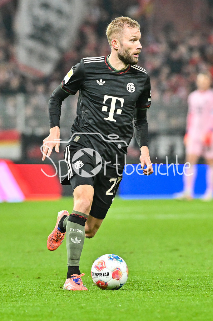 1. FC Union Berlin - FC Bayern München | Berlin, DEUTSCHLAND - 8. NOVEMBER: am Ball Konrad LAIMER (FC Bayern Munich 27), Einzelfoto / Freisteller während dem Bundesligamatch zwischen dem 1. FC Union Berlin und dem FC Bayern München am 10. Spieltag im Stadion an der alten Försterei am 8. November 2025 in Berlin, Germany / DFL REGULATIONS PROHIBIT ANY USE OF PHOTOGRAPHS AS IMAGE SEQUENCES AND/OR QUASI-VIDEO
