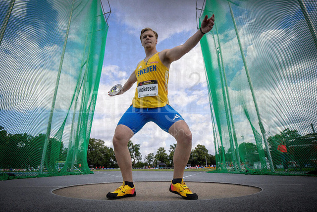 Juniorengala 2026; Mannheim, 14.06.2026 | MANNHEIM, GERMANY - JUNE 14, 2026 : Elias Andersson (SWE/Sweden) competing in the men’s U20 discus throw during the Juniorengala 2026 at Michael-Hoffmann-Stadion on June 14, 2026 in Mannheim, Germany.