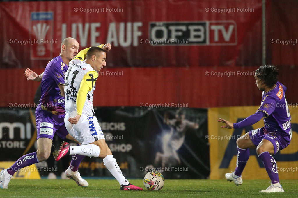 A_LUI_20230205_0003 | LINZ,  AUSTRIA, SOCCER, UNIQA ÖFB CUP, LASK VS AUSTRIA KLAGENFURT
IM BILD: Marin Ljubicic (Lask), Nicolas Wimmer (Austria Klagenfurt), Maximiliano Moreira (Austria Klagenfurt),
FOTO:FOTOLUI/UW