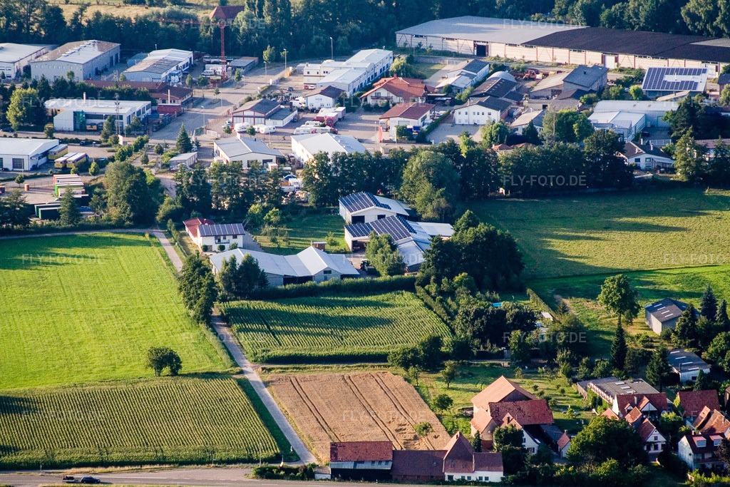 Luftbild: In den Rötzwiesen, Hof Fam. Kerth im Ortsteil Minderslachen in Kandel im Bundesland Rheinland-Pfalz in Deutschland. Foto: IMG_11702.jpg vom 25.07.2008 durch Werner Riehm/FLY-FOTO.de