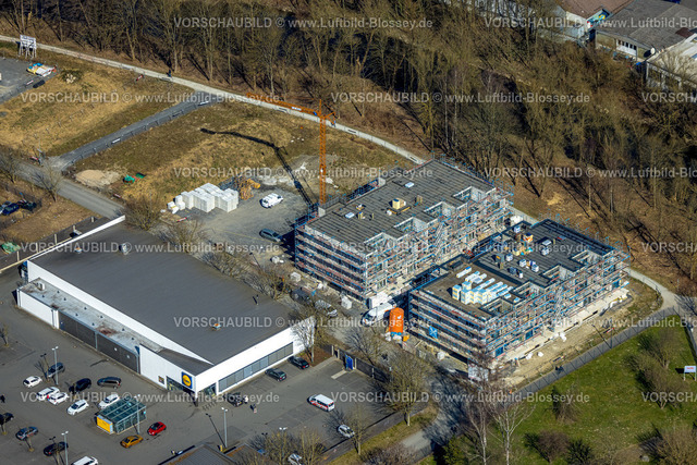Arnsberg250305415 | Luftbild, Einkaufszentrum mit Lidl Supermarkt, Baustelle Wohnquartier Ruhr-Aue An der Schlacht, Arnsberg, Sauerland, Nordrhein-Westfalen, Deutschland