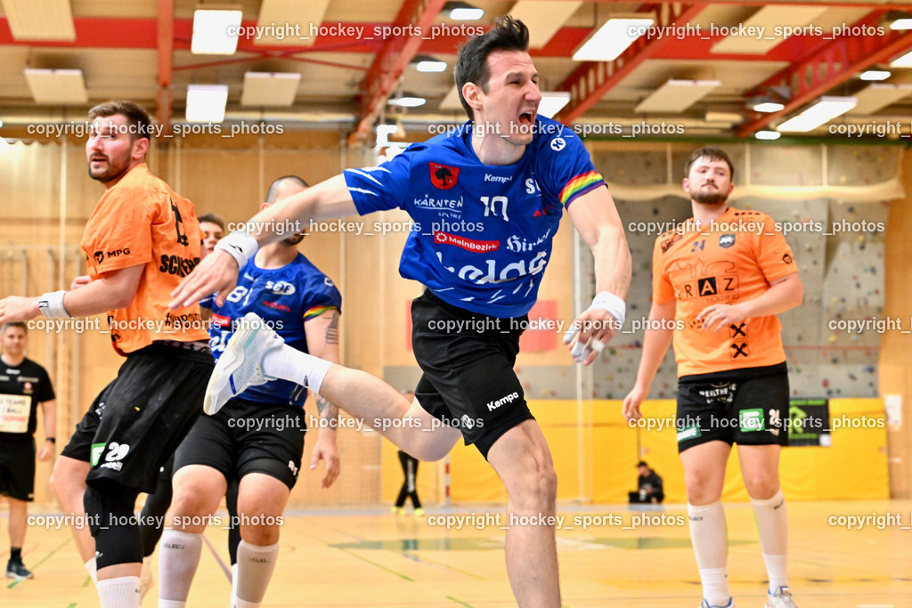 SC Ferlach vs. HSG Holding Graz | #10 Perkusic Toni SC Ferlach, #29 SCHWEIGHOFER Lukas HSG Graz, SC Ferlach vs. HSG Holding Graz, SC Ferlach vs. HSG Holding Graz am 24.05.2025 in Ferlach (Ballspielhalle Ferlach), Austria, (Photo by Bernd Stefan)
