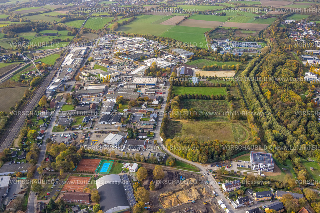 Kamen221012589 | Luftbild, geplantes Baugebiet am Gewerbegebiet Hemsack, altes Sportzentrum, Kamen, Ruhrgebiet, Nordrhein-Westfalen, Deutschland