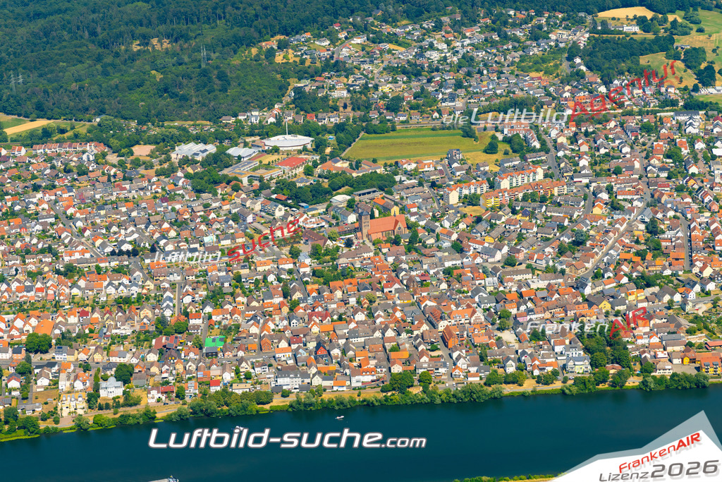 Das Luftbild zeigt :  Kleinostheim - Die Luftaufnahme wurde 2023 vom UL-Flugzeug aus erstellt ( keine Drohne ) - Hochauflösende Luftaufnahme - Für grossformatige Ausdrucke geeignet. Die Geschenkidee !Mit Lizenz und Bildrechte bestellbar
