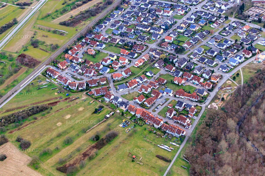 Luftbild: Lerchenweg in Ötigheim im Bundesland Baden-Württemberg in Deutschland. Foto: IMG_62518.jpg vom 01.03.2014 durch Werner Riehm/FLY-FOTO.de