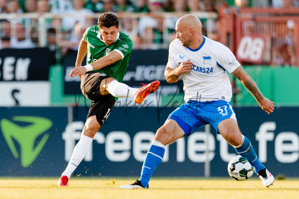 DFB-Pokal 2025/2026, 1. Runde: SC Preußen Münster - Hertha BSC Berlin | Münster, 18.08.2025: DFB-Pokal 2025/2026, 1. Runde, SC Preußen Münster gegen Hertha BSC Berlin im LVM-Preußenstadion in Münster.(Foto: sportfotografie.ms | Markus Paletta) - Realisiert mit Pictrs.com