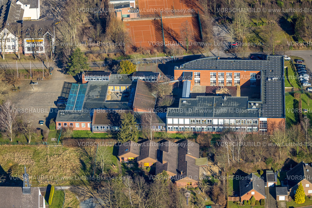 Selm230205361Bork | Luftbild, Sekundarschule Förderzentrum Nord, Kindergarten St. Trinitatis, Bork, Selm, Münsterland, Nordrhein-Westfalen, Deutschland