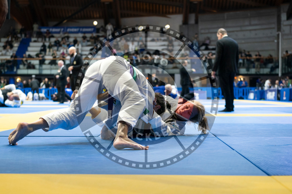 20240125PBB02033 | Fighters compete during the sixth day of the Brazilian Jiu-jitsu European Championship of the IBJJF in Paris, France, on January 25, 2024.
