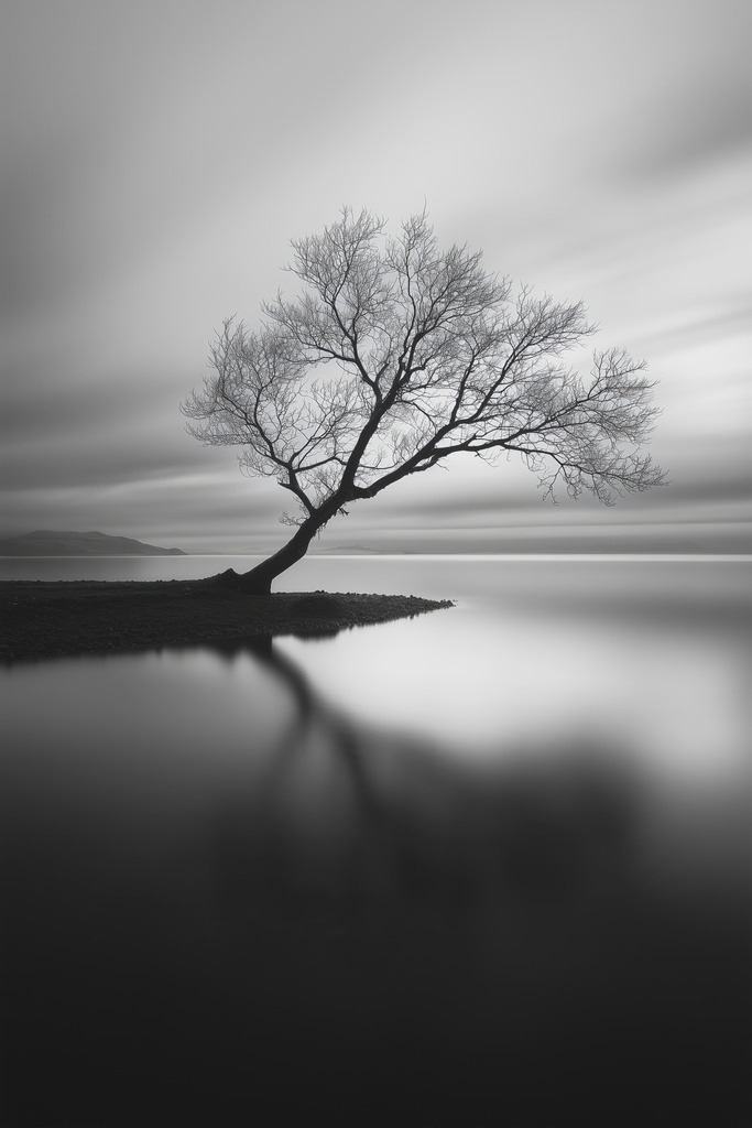 2501014 - Einsamer Baum | Bestellen Sie dieses Schwarzweiß Motiv im Stil einer Fotografie als Wandbild z.B. auf Leinwand , hinter Acrylglas oder als Poster.