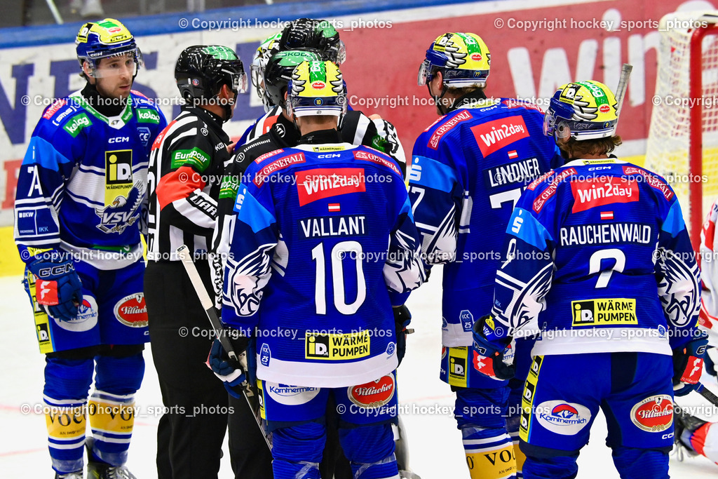 EC IDM Wärmepumpen VSV vs. HC Innsbruck  6.10.2024 | #74 COATTA Max EC VSV, #10 VALLANT Thomas EC VSV, #77 LINDNER Philipp EC VSV, #9 RAUCHENWALD Alexander EC VSV, EC IDM Wärmepumpen VSV vs. HC Innsbruck  6.10.2024, EC IDM Wärmepumpen VSV vs. HC Innsbruck  am 06.10.2024 in Villach (Stadthalle Villach), Austria, (Photo by Bernd Stefan)