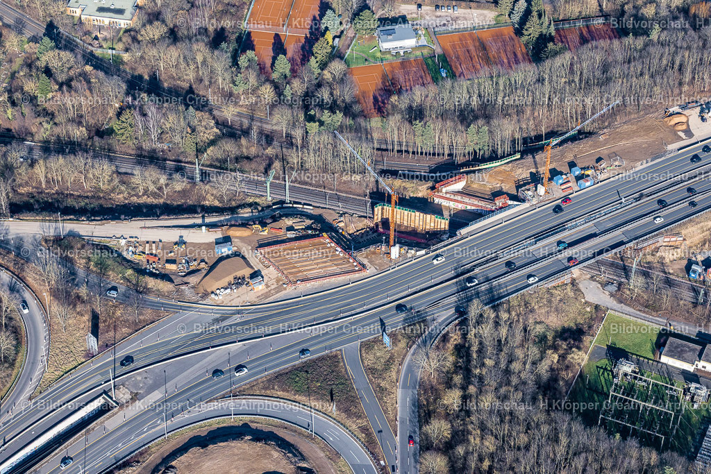 Luftbilder Bonn-6963 | Baustelle zum Sanierung und Instandsetzung des Autobahn- Brückenbauwerk der BAB 562 in Ramersdorf im Bundesland Nordrhein-Westfalen, Deutschland - Realized with Pictrs.com